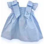 Kız Bebek Omuzları Fiyonklu Dokuma Elbise - 2 - 3 Yaş - Mavi