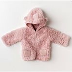 Kız Bebek Peluş Mont – Yumuşak ve Sıcak Kışlık Bebek Montu - 6 - 9 Ay - Pembe