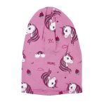 Kız Bebek Pembe Gri Simli Pembe Unicorn Desenli Bere 0-6 Ay