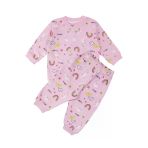 Kız Bebek Pembe Renkli Güneş Gökkuşağı Desenli Çıtçıtlı Pijama Takımı