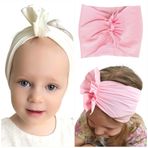 Kız Bebek Saç Bandı - Fırfırlı Yumuşak Pamuklu Saç Bandı, Çok Renkli, Hediye, Yenidoğan 0-3 Yaş (Pudra Pembe, 6-12 m)