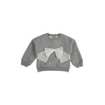Kız Bebek Tül Fiyonk Detaylı Gri-Melanj Sweatshirt 2 Yaş (92 cm)