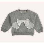 Kız Bebek Tül Fiyonk Detaylı Gri-Melanj Sweatshirt - Gri - Melanj - 0 - 6 Ay