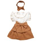 Kız Bebek Ve Çocuk Müslin Kumaş Fiyonklu Elbise (Kahverengi, 4 yaş)