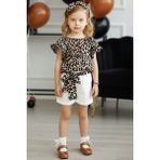 Kız Bebek Viskon Leopar Madonna Yaka Şortlu Bandana Alt Üst Takım - 9 - 12 Ay - Desenli