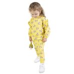 Kız Bebek&Çocuk İki İplik Kumaş Kiraz Desenli Orta Kalınlıkta Örme Basic Oversize Alt Üst Eşofman Takımı Sarı 6 Ay