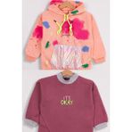 Kız Çocuk 2'li Paket Basic Sweatshirt - Açık Turuncu - 9 - 10 Yaş