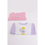 Kız Çocuk 2'li Paket Basic Sweatshirt - Lila - 4 - 5 Yaş