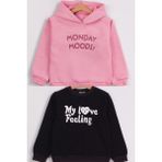 Kız Çocuk 2'li Paket Basic Sweatshirt - Siyah - 6
