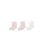 KIZ ÇOCUK 3'LÜ DANTELLİ ÇORAP Ekru-Pembe