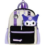 Kız Çocuk Anaokulu Sırt Çantası Kuromi Benzeri Kreş Çantası 33*25 cm Ortopedik Su Itici Kumaş - Siyah