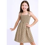 KIZ ÇOCUK ASKILI ELBİSE ÇİÇEK DESENLİ B35 HCM00119 BEJ 11 Yaş