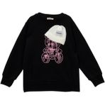 Kız Çocuk Ayı Baskı Şapka Aksesuarlı Sweatshirt - Siyah - 3 - 4 Yaş