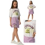 Kız Çocuk Basically Yazılı Crop Tişört Etek Takımı (Lila, 12-13 Yas)