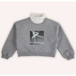 Kız Çocuk Baskı Detaylı Gri-Melanj Sweatshirt - Gri - Melanj - 6 Yaş