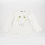 Kız Çocuk Baskı Detaylı Uzun Kollu T-Shirt Ekru