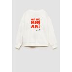 Kız Çocuk Baskılı 3 Iplik Kumaş Pamuklu Sweatshirt - 9 - 10 Yaş - Ekru