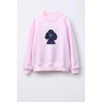 Kız Çocuk Baskılı 3 Iplik Kumaş Pamuklu Sweatshirt - Pembe - 4 - 5 Yaş