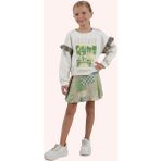 Kız Çocuk Baskılı Beyaz Sweatshirt - 4 Yaş