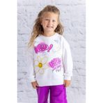 Kız Çocuk Baskılı Sweatshirt - Ekru - 11 - 12 Yaş
