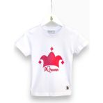 Kız Çocuk Beyaz Kısa Kollu Pembe Prenses Yazı Baskılı Taç Desenli Tişört - Beyaz - Pembe - 5 - 6 Yaş