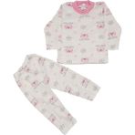 Kız Çocuk Beyaz Pembe Yıldızlı Ayılı Desenli 2'li Pijama Takımı - 1015496 - 1 Yaş