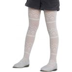 Kız Çocuk Beyaz Petunya Desenli Külotlu Çorap - 4