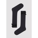 Kız Çocuk Black Ribbon Pantolon Çorabı - Siyah - 35 - 37