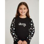 Kız Çocuk Çiçek Baskılı Sweatshirt - Siyah - 6 Yaş