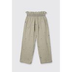 Kız Çocuk Çiçek Desenli Müslin Yeşil Pantolon 12 Yaş (152 cm)