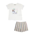 Kız Çocuk Çizgi Desenli Ekru Pijama Takımı 6 Yaş (116 cm)