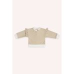 Kız Çocuk Çizgi Desenli Sweatshirt Bej