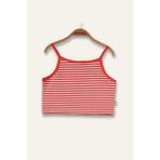 Kız Çocuk Crop Çizgili Atlet - Coral Çizgili - 9 - 10 Yaş