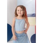 Kız Çocuk Crop Çizgili Atlet - Mavi Çizgili - 9 - 10 Yaş