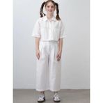 Kız Çocuk Crop Gömlek Poplin Pantolon Takım - 10 - 11 Yaş - Beyaz