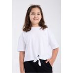 Kız Çocuk Crop Yarım Kollu T-Shirt Beyaz - 001-Beyaz - 7 - 8 Yaş