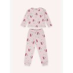 Kız Çocuk Desenli Pembe Pijama Takımı