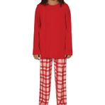 Kız Çocuk Ekose Desenli Pijama Takımı Kırmızı