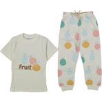Kız Çocuk Ekru Meyve Baskılı Pijama Takımı - 4 - 5 Yaş