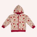 Kız Çocuk Fermuarlı Elma Desenli Sweatshirt Bej