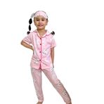 Kız Çocuk Gömlek Yaka Kısa Kollu Düğmeli Tavşan Desenli Pembe Pijama Takımı 11 Yaş Şeker Pembe