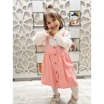 Kız Çocuk Gömlekli Bebe Yakalı Pembe Salopet Elbise - 00406 Pembe - 3 Yaş