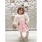 Kız Çocuk Gömlekli Bebe Yakalı Salopet Elbise - 01P-Pembe - 2 Yaş