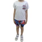 Kız Çocuk Good Vibes Yazı Desenli Sırtı Şort Kumaşı Renkli Şortlu Takım 6 YAŞ Beyaz