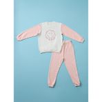 Kız Çocuk Gülen Surat Baskılı Pijama Takımı Pembe