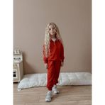 Kız Çocuk Half Zip Femuarlı Sweatshirt Kışlık Eşofman Takım - Kırmızı - 11 - 12 Yaş