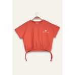 Kız Çocuk Hawai Baskılı Crop T-Shirt - Coral - 9 - 10 Yaş