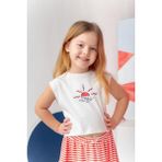 Kız Çocuk Hawaı Baskılı Kolsuz T-Shirt - Ekru - 1 - 2 Yaş