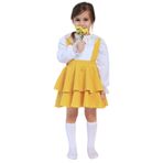 Kız Çocuk Helen 29 Ekim Elbisesi Ekru Dantel Uzun Kollu Bluz ve Abiye Yılbaşı Elbisesi (Sarı, 10-11 Yaş)
