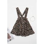 Kız Çocuk Helen Leopar Askılı Kat Kat Bağlama Jile Elbise - Açık Leopar - 5 - 6 Yaş
